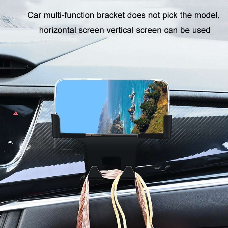Car Multifunctional Mobile Phone Holder Rear Headrest Storage Hook(Black)