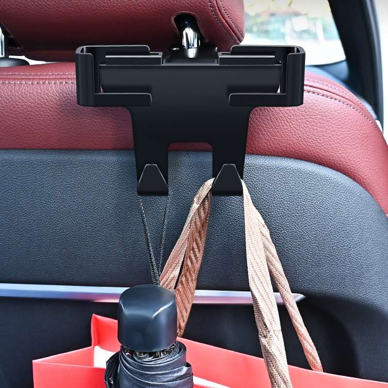 Car Multifunctional Mobile Phone Holder Rear Headrest Storage Hook(Black)