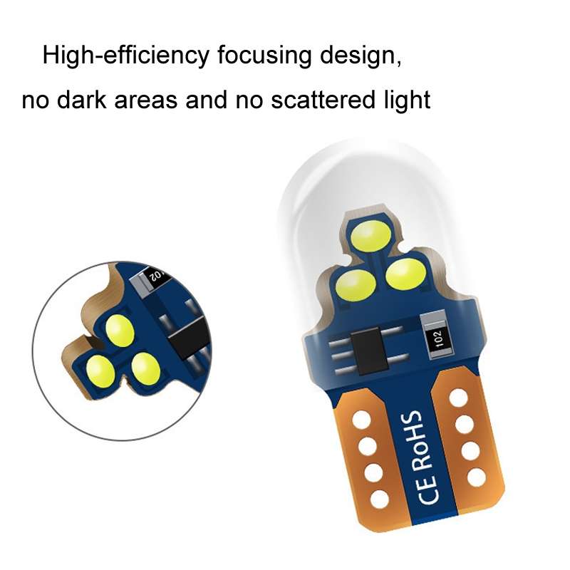 10pcs W5W Width Indicator Light Flashing LED Crystal License Plate Light(White)