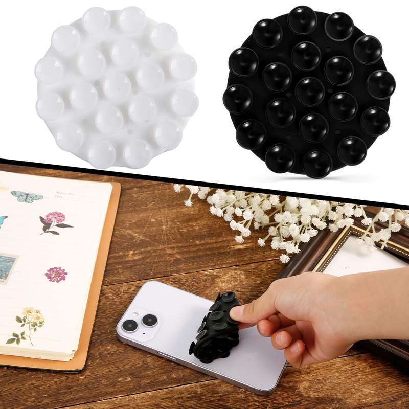 Double Sided Round Silicone Suction Cup Phone Holder Multifunctional Suction Phone Case(Black)