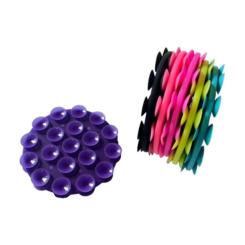 Double Sided Round Silicone Suction Cup Phone Holder Multifunctional Suction Phone Case(Black)