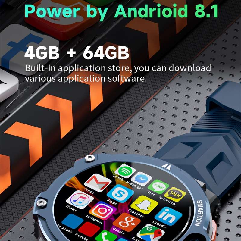 LOKMAT APPLLP6 PRO 1.54-inch 4G+64G Android 8.1 Dual-camera Independent Card Smart Watch(Silver