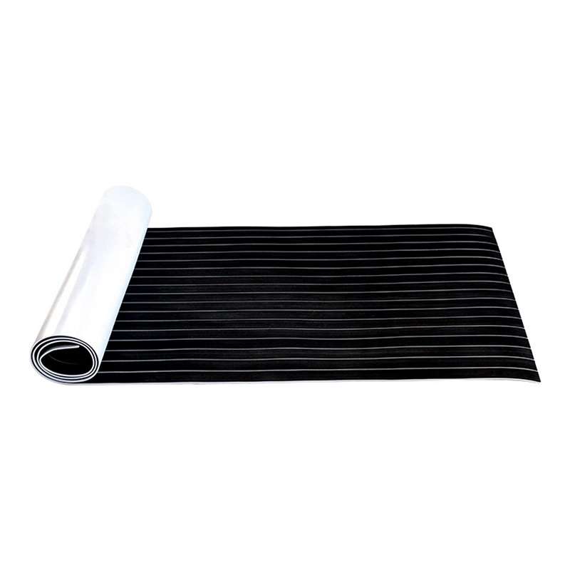 240x60x0.6cm Black White Yacht Imitation Teak Anti-Slip Deck EVA Mat