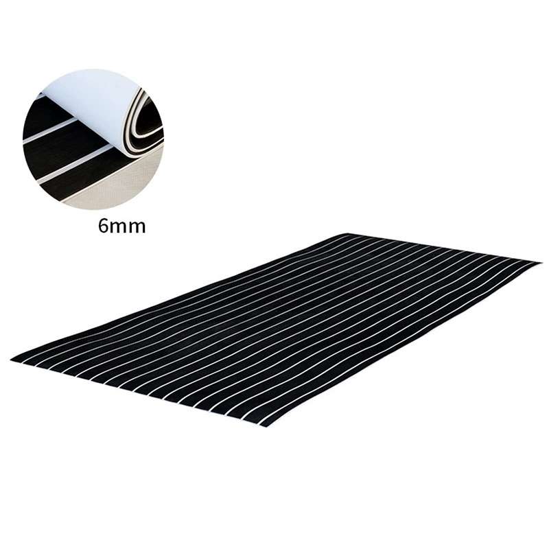 240x60x0.6cm Black White Yacht Imitation Teak Anti-Slip Deck EVA Mat