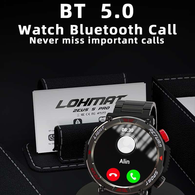 LOKMAT ZEUS 5 PRO 1.46 Inch 5ATM Waterproof Flashlight Bluetooth Call Smart Watch(Dark Green)