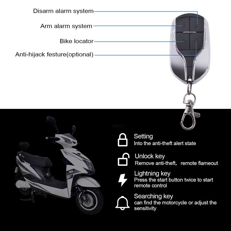 Electric Vehicle Anti-theft Remote Alarm Keyless Quick Vehicle Search(48-72V)