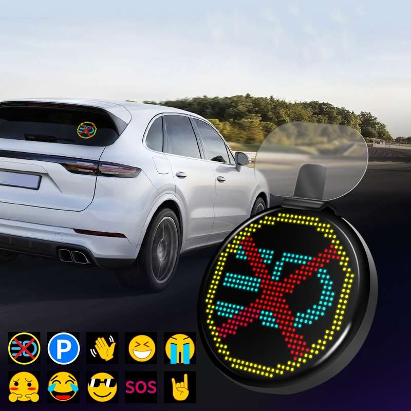 HI.GROOM Car LED Customized Pixel Emoticon Lights Bluetooth Remote Control Interactive AI Screen, St