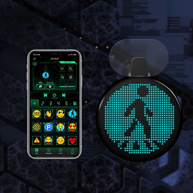 HI.GROOM Car LED Customized Pixel Emoticon Lights Bluetooth Remote Control Interactive AI Screen, St