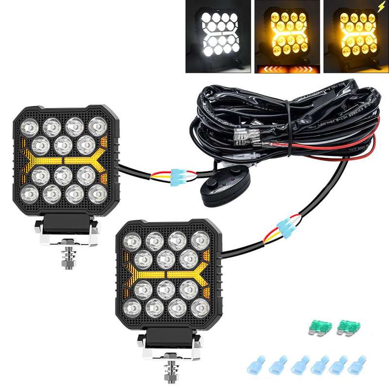 4 Inch Square Mixed Luminous Angel Eye Car Work Light(X6)