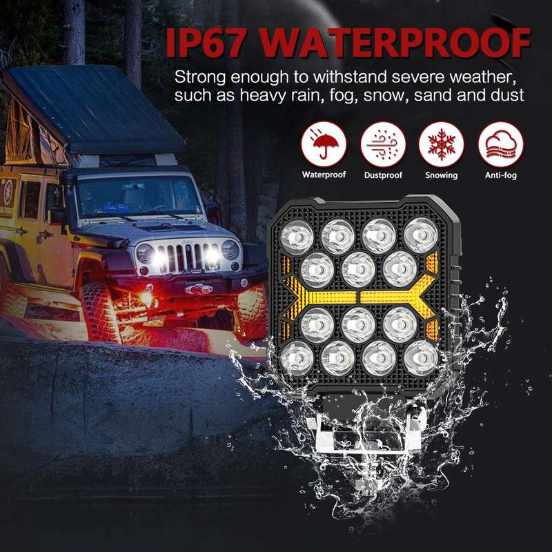 4 Inch Square Mixed Luminous Angel Eye Car Work Light(X6)