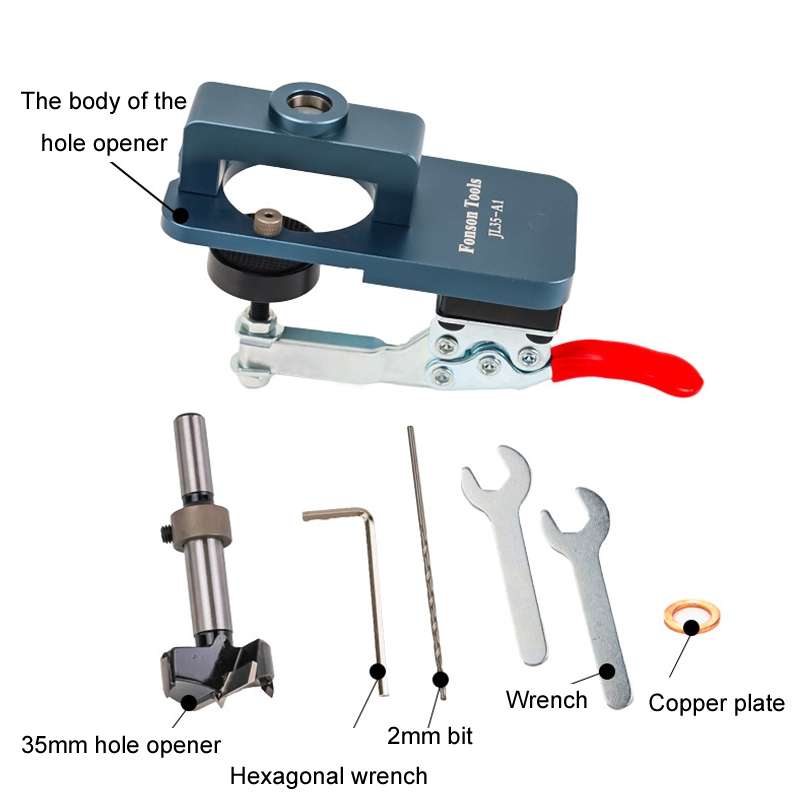 Fonson 35MM Hole Spacing Woodworking Cabinet Door Hinge Hole Opener(JL35-A1)