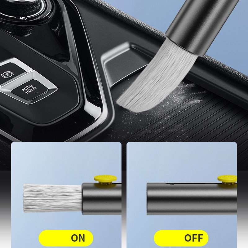 3-In-1 Car Air Outlet Double-Head Cleaning Brush Multi-Functional Detail Brush With Hammer(Grey)