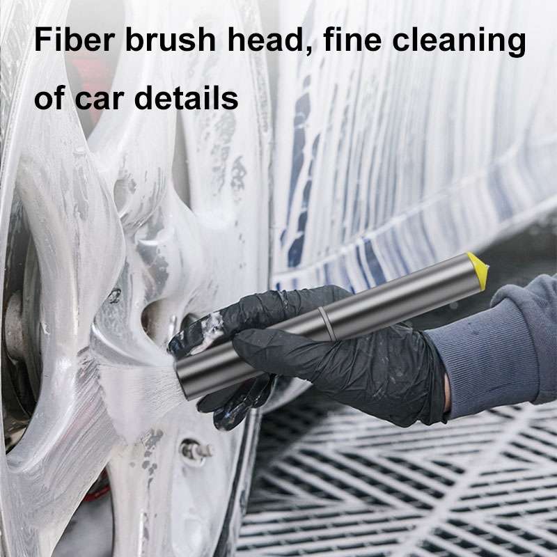 3-In-1 Car Air Outlet Double-Head Cleaning Brush Multi-Functional Detail Brush With Hammer(Grey)