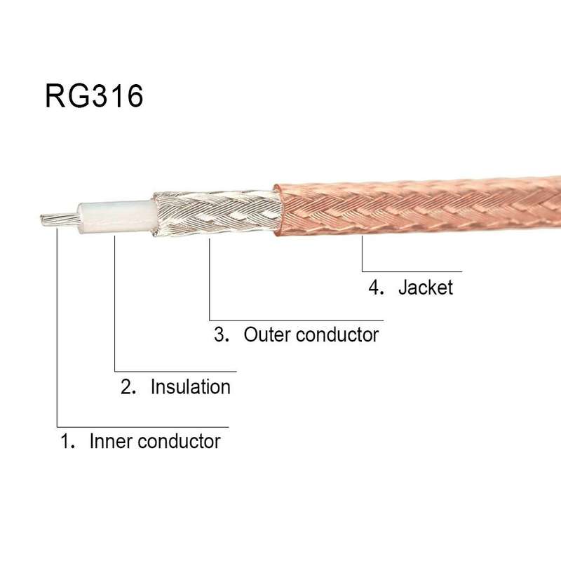50cm BNC Male to Male RG316 RF Connection Cable BNC Extension Cable