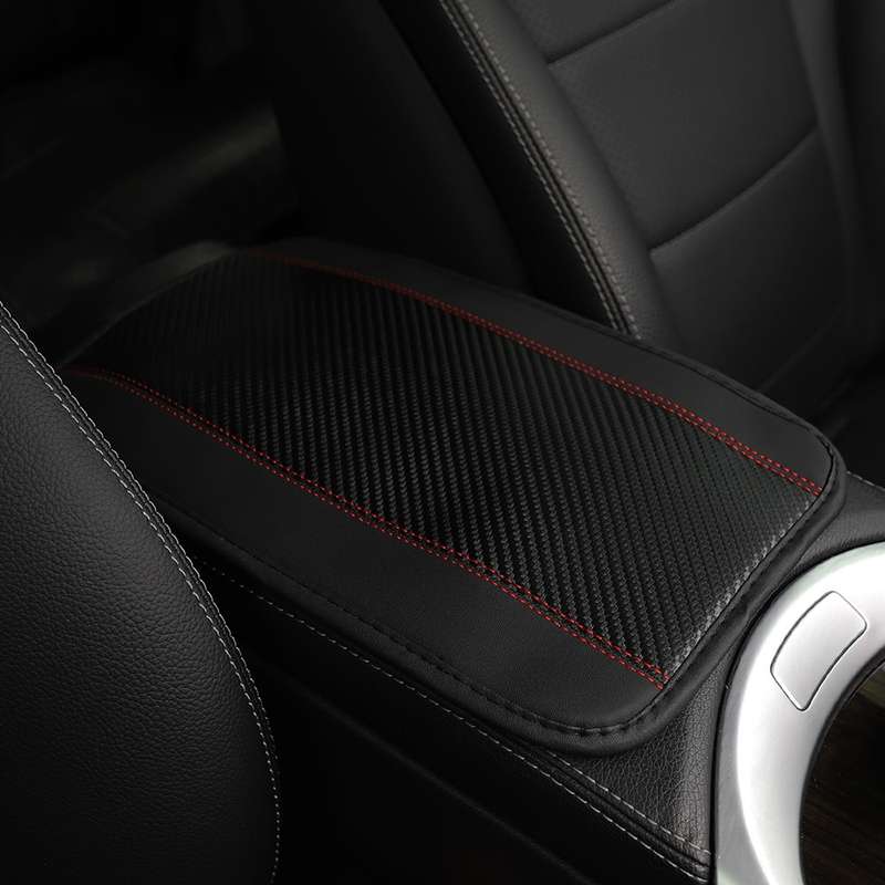32x19cm PU Carbon Fiber Leather Central Armrest Box Cover Anti-slip Pad(Blue)