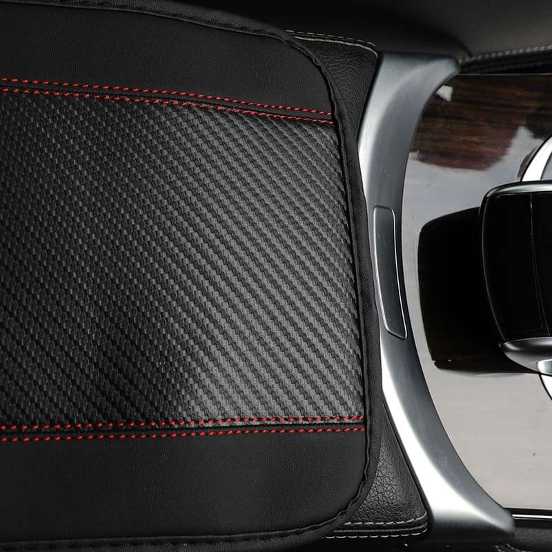 32x19cm PU Carbon Fiber Leather Central Armrest Box Cover Anti-slip Pad(Black)