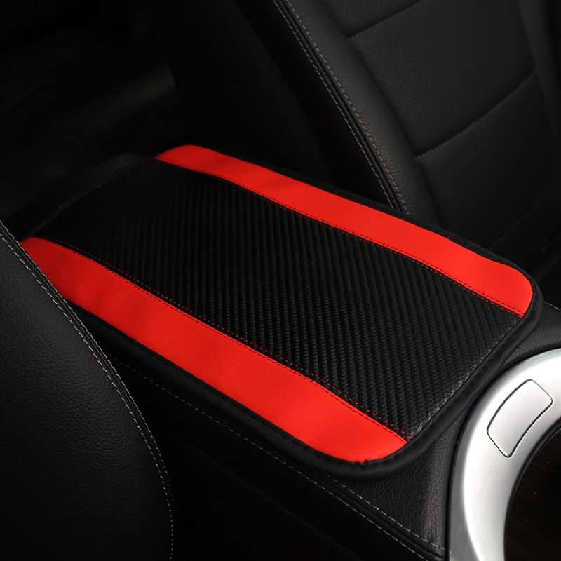 32x19cm PU Carbon Fiber Leather Central Armrest Box Cover Anti-slip Pad(Blue)