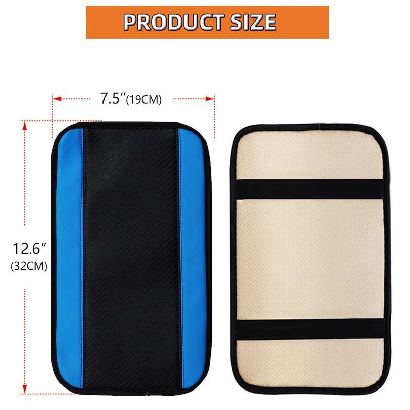 32x19cm PU Carbon Fiber Leather Central Armrest Box Cover Anti-slip Pad(Blue)