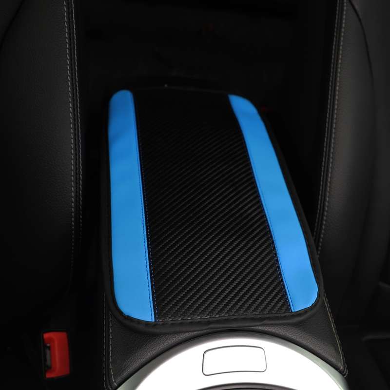 32x19cm PU Carbon Fiber Leather Central Armrest Box Cover Anti-slip Pad(Blue)