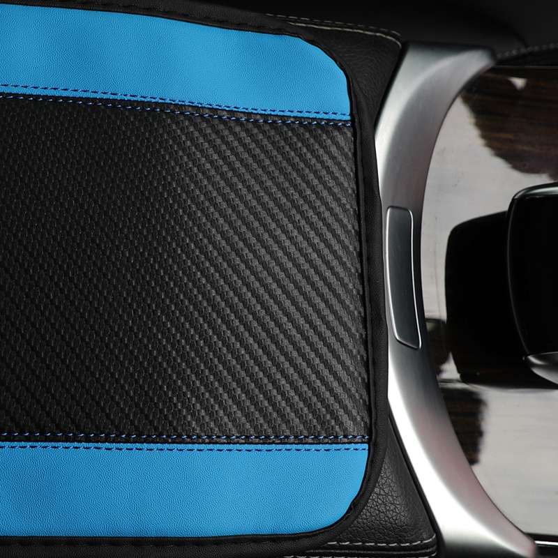 32x19cm PU Carbon Fiber Leather Central Armrest Box Cover Anti-slip Pad(Blue)