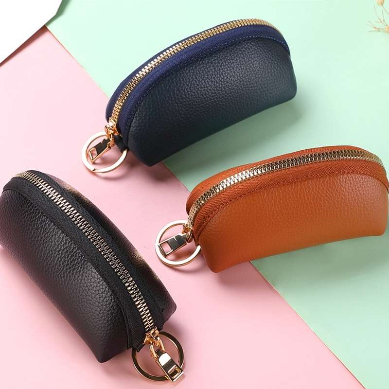 Mini Car Key Bag Large Capacity Soft Leather Coin Purse(Brown)