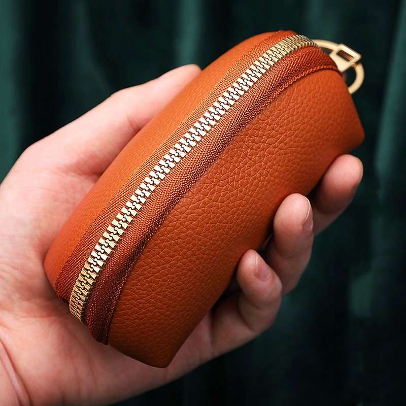 Mini Car Key Bag Large Capacity Soft Leather Coin Purse(Brown)