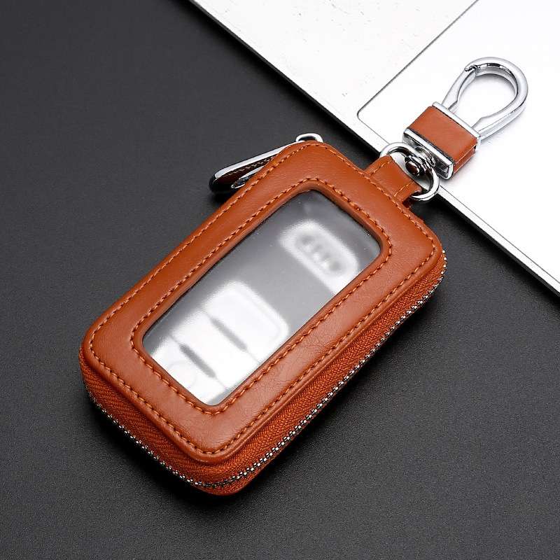 Car Remote Control Universal Visible Zipper Key Case(Yellow)