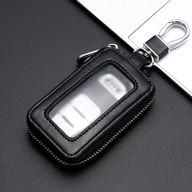 Car Remote Control Universal Visible Zipper Key Case(Black)