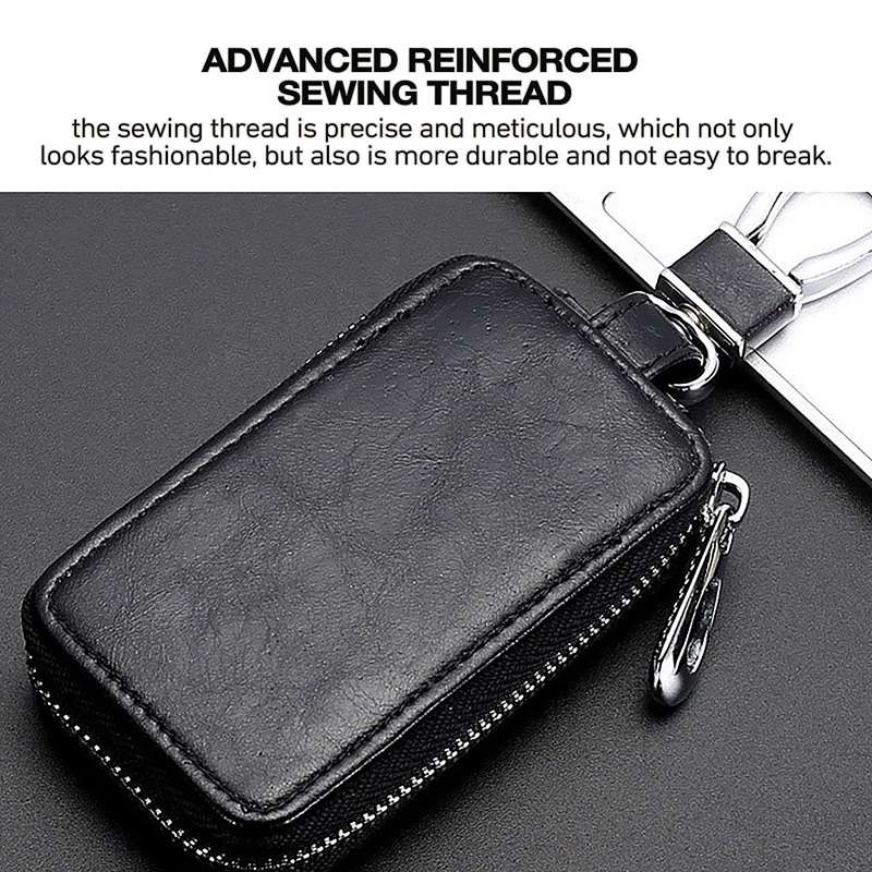 Car Remote Control Universal Visible Zipper Key Case(Claret)