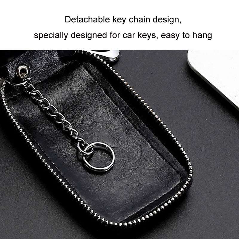 Car Remote Control Universal Visible Zipper Key Case(Claret)