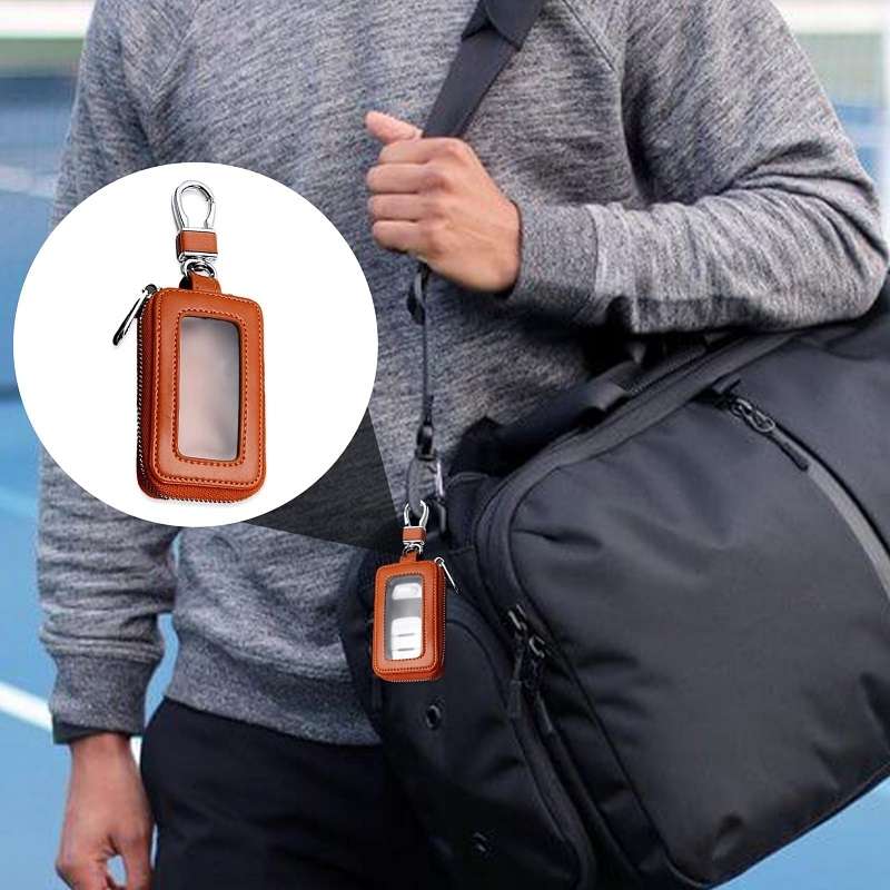 Car Remote Control Universal Visible Zipper Key Case(Claret)