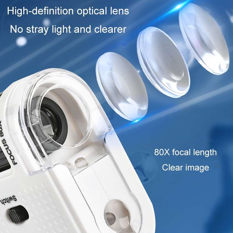 80X Children Mini Portable Microscope Student Antique Jewelry Identification Science Experiment Teac
