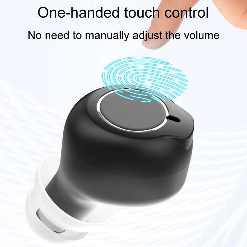 1pair Rechargeable Semi-In-Ear Hearing Aid Elderly Sound Amplifier(Black)