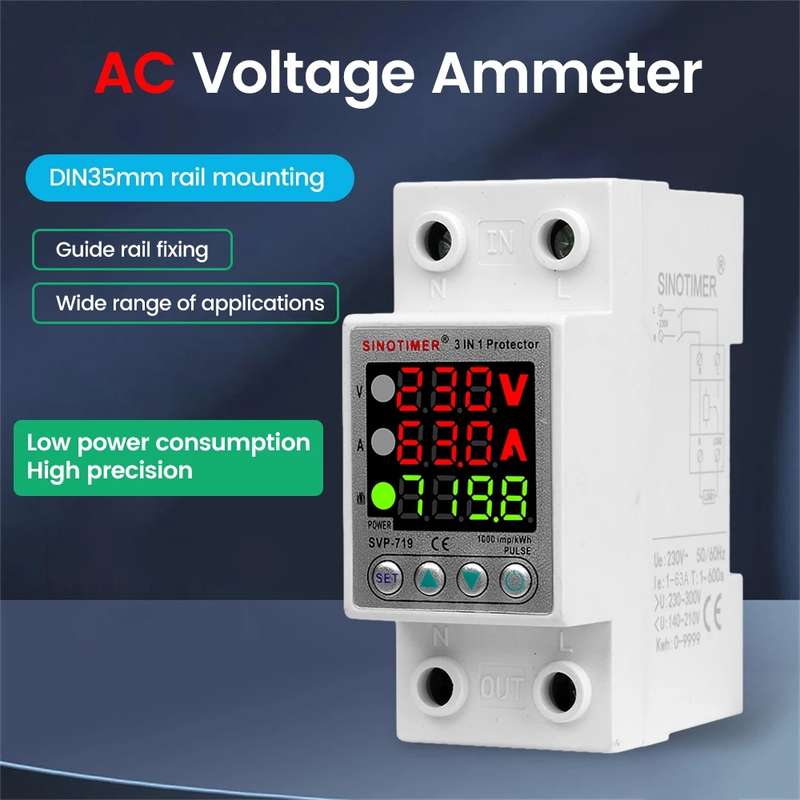SINOTIMER SVP-719 40A_N Over Under Voltage Protector Electricity Usage Monitor Power Voltmeter