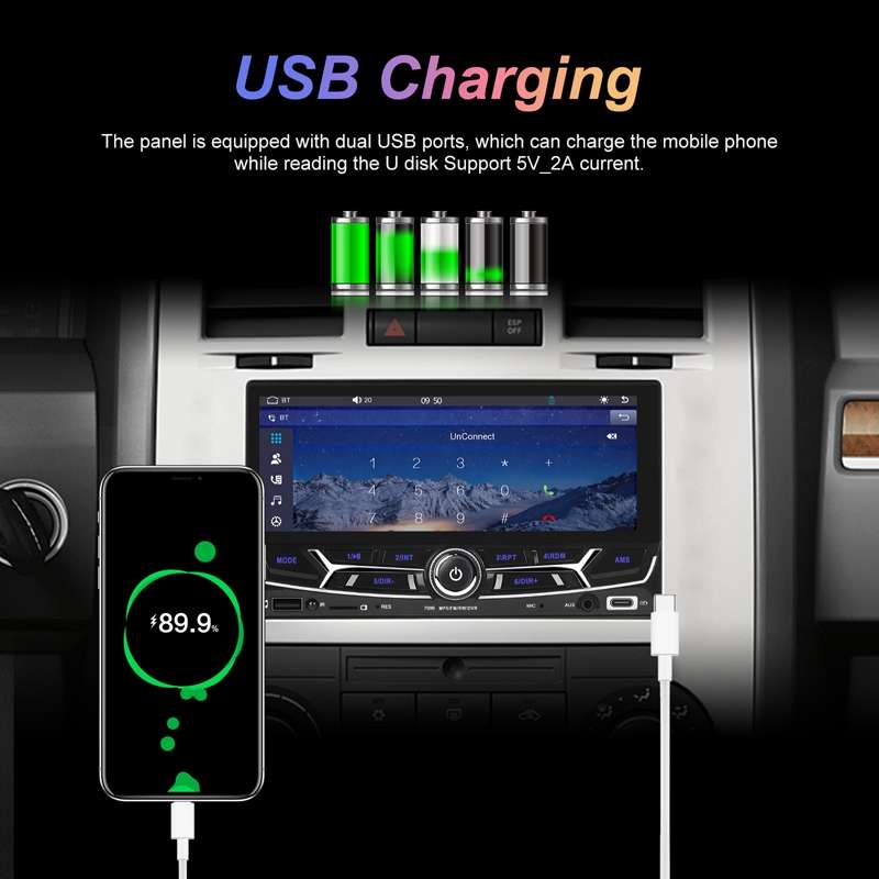 6.86inch Dual Butt Button Knob Player MP5 With Backup Camera Function / Bluetooth / CarPlay(Standard