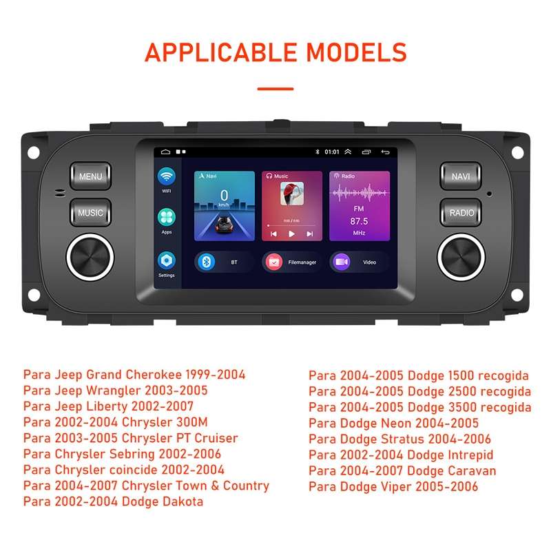 For Para Jeep Grand Cherokee 1999-2004 Carplay Android Navigation All-In-One Monitor With Large Scre