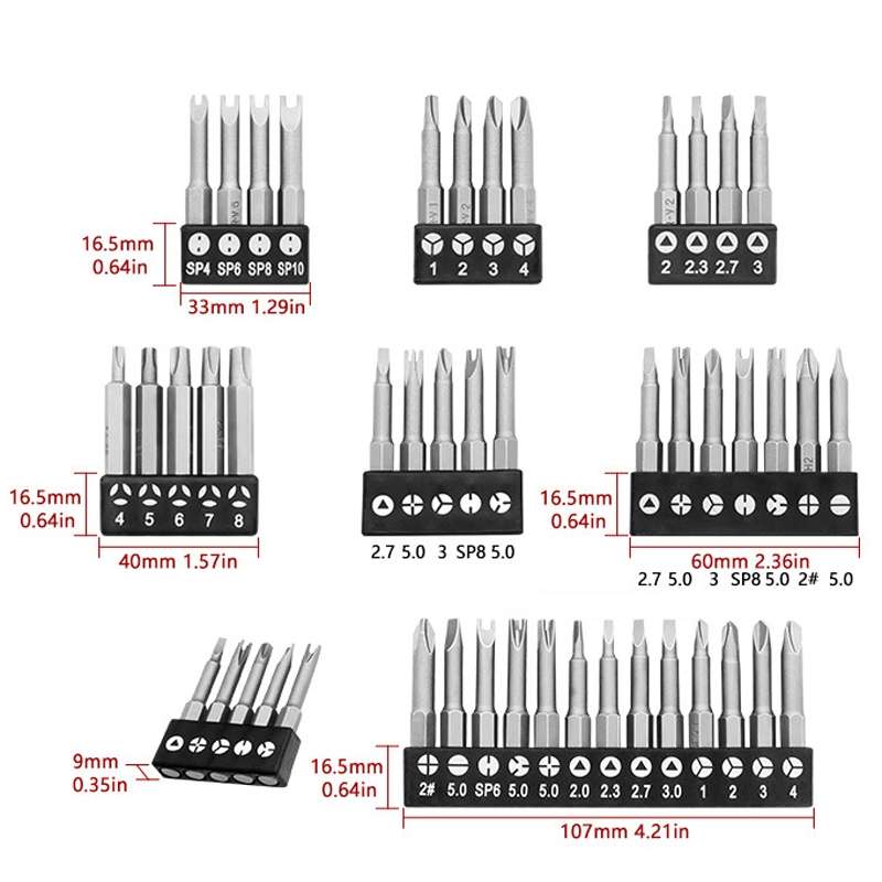 5pcs / Set Profile Bit Chrome Vanadium Steel Bit Set Appliance Repair Electrical Drill Accessories W