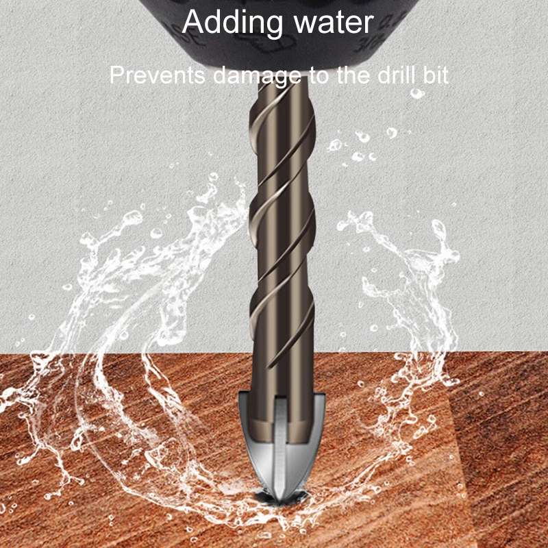 5mm Hexagonal Shank Spiral Flute Cross Alloy Drill Bits Glass Tile Four Edge Drivers