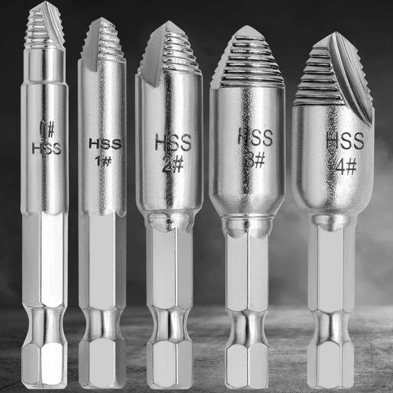 5pcs / Set Slide Thread Broken Screw Extractor Broken Screw Removal Tool With Storage Box