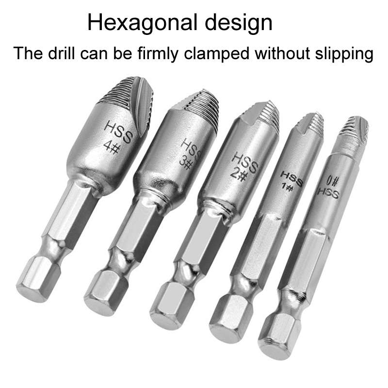 5pcs / Set Slide Thread Broken Screw Extractor Broken Screw Removal Tool With Storage Box