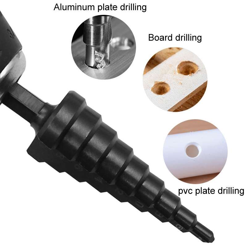 3pcs / Set Hexagonal Shank Nitrided Straight Fluted Step Drill HSS Pagoda Drill Hole Opener