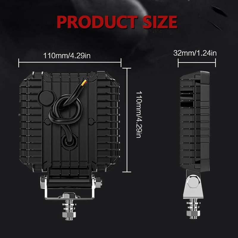 4 Inch Square Mixed Luminous Arch Bridge Angel Eye Car Work Light(X5)