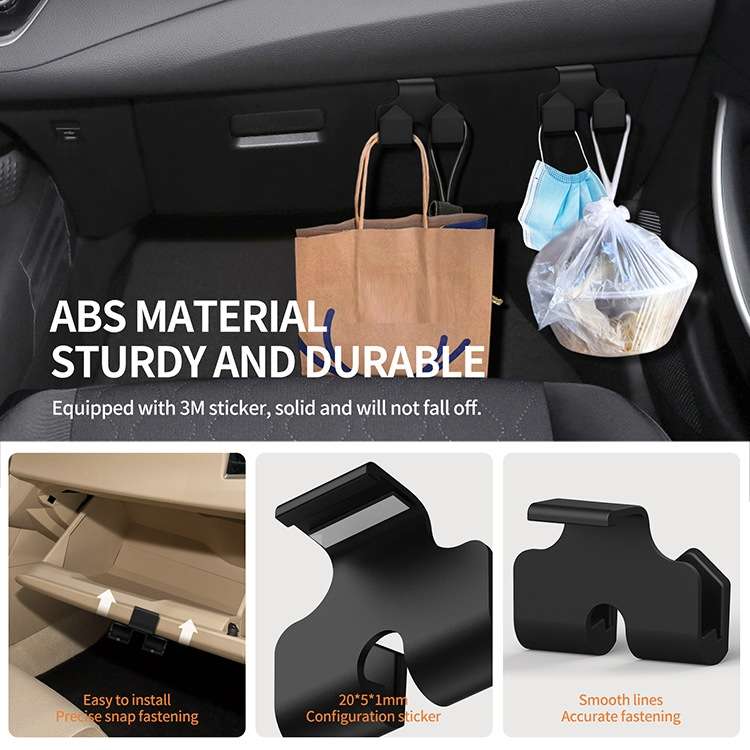 2pcs Car Front Armrest Box Storage Hook For Toyota Corolla Camry Avalon RAV4(Black)