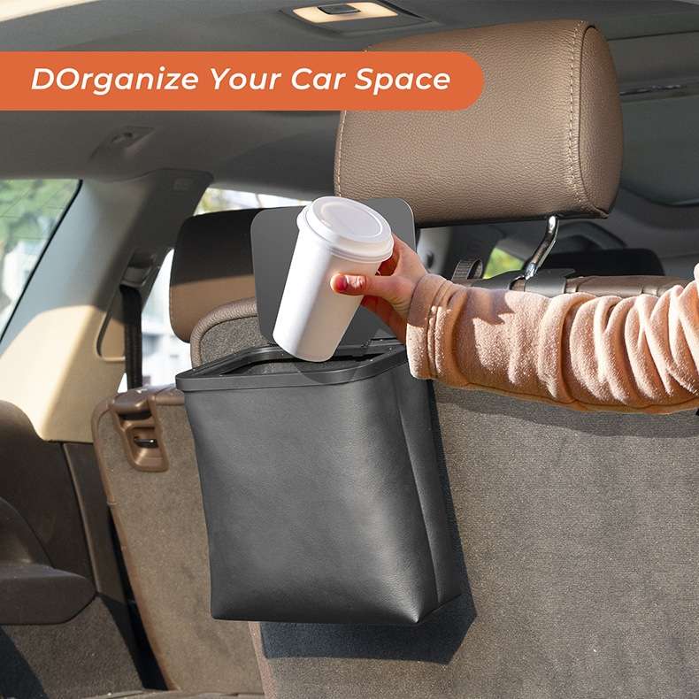 Car Rear Seat Foldable Large Capacity Hanging Waterproof Trash Can(Black)