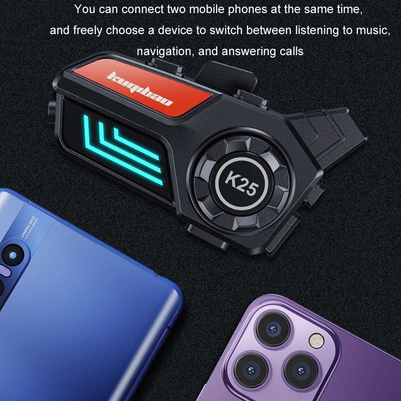 KUQIBAO Motorcycle Helmet Waterproof Bluetooth Headset With Light