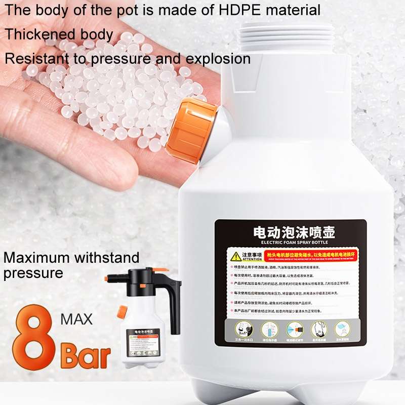 2L Car Wash Electric Foam Sprayer Rechargeable Pressurized PA Pot Electric Booster Sprayer