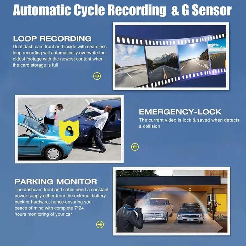 High-Definition Night Vision Driving Recorder, Model: Dual Recording 2K+720P+GPS Track+WIFI Mobile P
