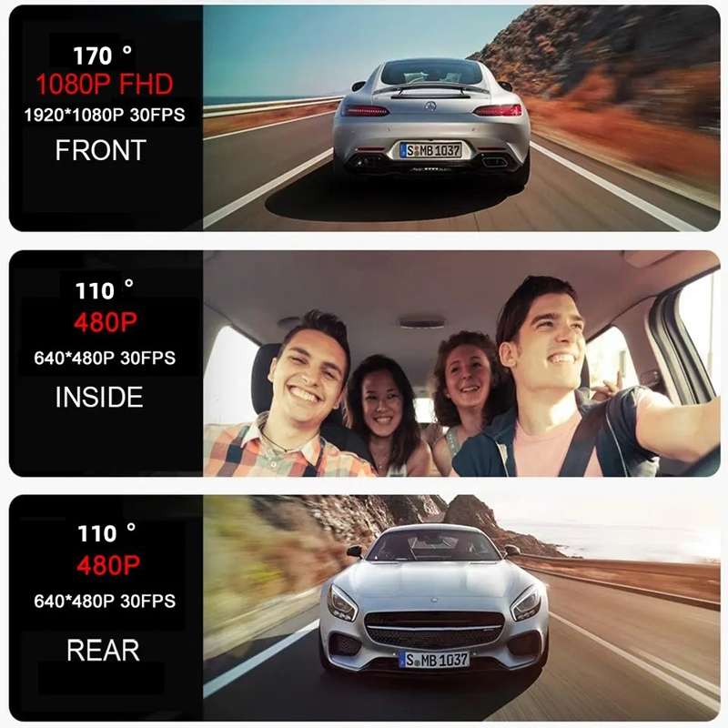 High-Definition Night Vision Driving Recorder, Model: Dual Recording 2K+720P+GPS Track+WIFI Mobile P