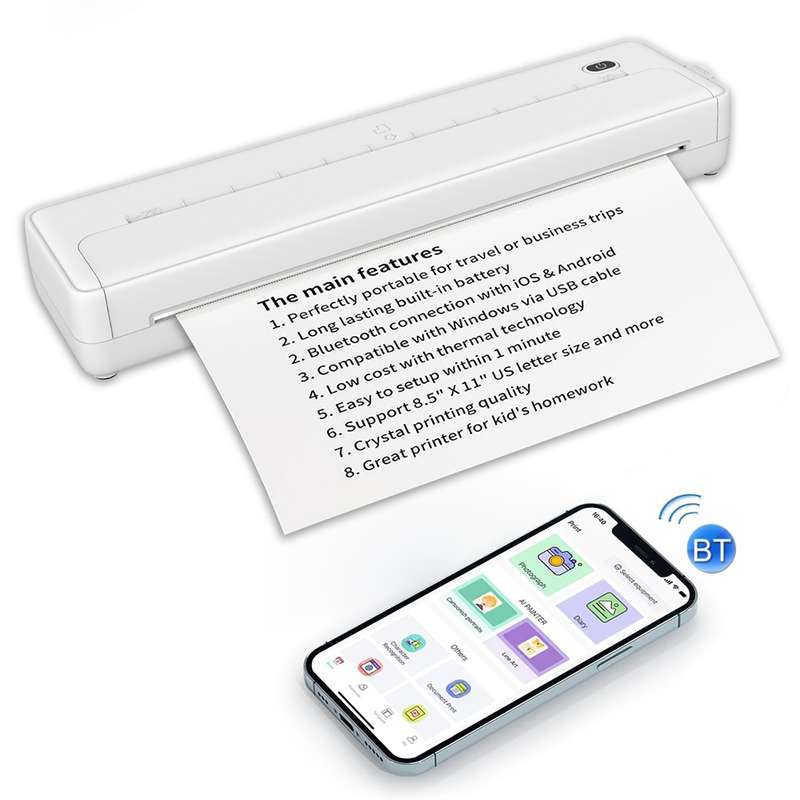 A4-XZ 203DPI A4 Home Portable Smart Wireless Inkless Thermal Printer(White)