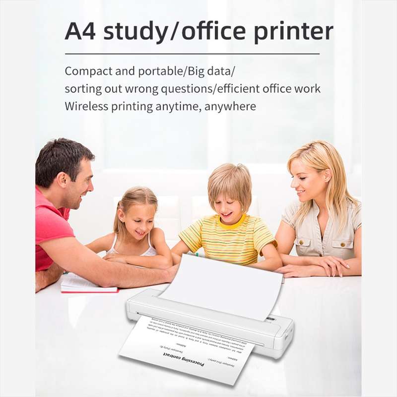 A4-XZ 203DPI A4 Home Portable Smart Wireless Inkless Thermal Printer(White)